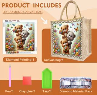 Diamond Painting Tragtasche drei Teddybären